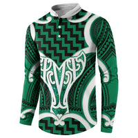 Aotearoa Atua Tangaroa Personalised Button Sweatshirt God Of The Sea Maori Whale Tail Green