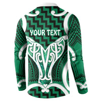 Aotearoa Atua Tangaroa Personalised Button Sweatshirt God Of The Sea Maori Whale Tail Green