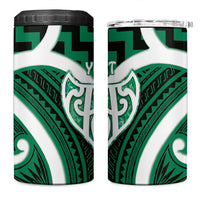 Aotearoa Atua Tangaroa Personalised 4 in 1 Can Cooler Tumbler God Of The Sea Maori Whale Tail Green