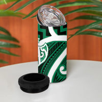 Aotearoa Atua Tangaroa Personalised 4 in 1 Can Cooler Tumbler God Of The Sea Maori Whale Tail Green