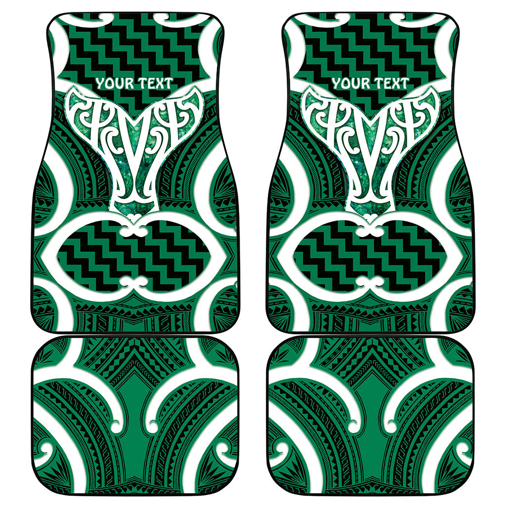 Aotearoa Atua Tangaroa Personalised Car Mats God Of The Sea Maori Whale Tail Green