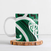 Aotearoa Atua Tangaroa Personalised Ceramic Mug God Of The Sea Maori Whale Tail Green