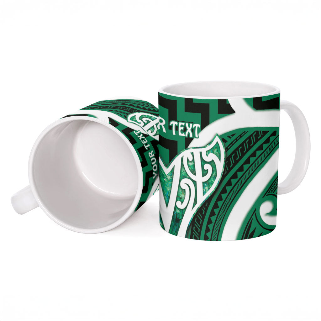 Aotearoa Atua Tangaroa Personalised Ceramic Mug God Of The Sea Maori Whale Tail Green