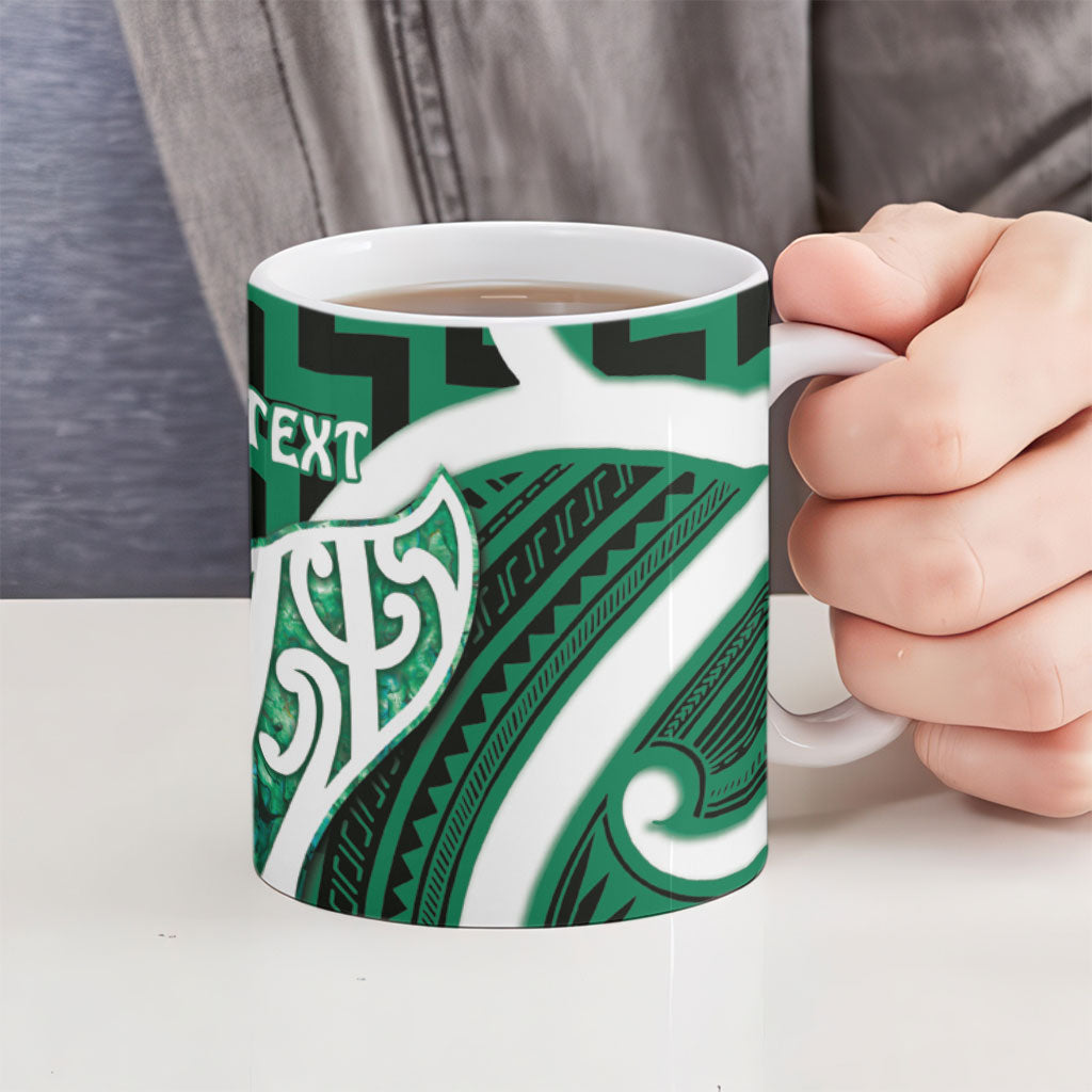 Aotearoa Atua Tangaroa Personalised Ceramic Mug God Of The Sea Maori Whale Tail Green