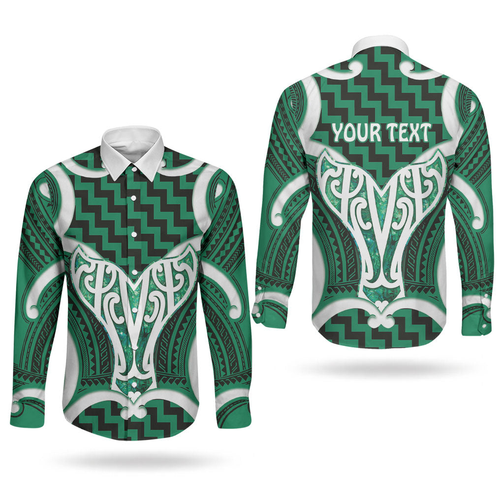 Aotearoa Atua Tangaroa Personalised Couples Matching Off Shoulder Short Dress and Long Sleeve Button Shirt God Of The Sea Maori Whale Tail Green