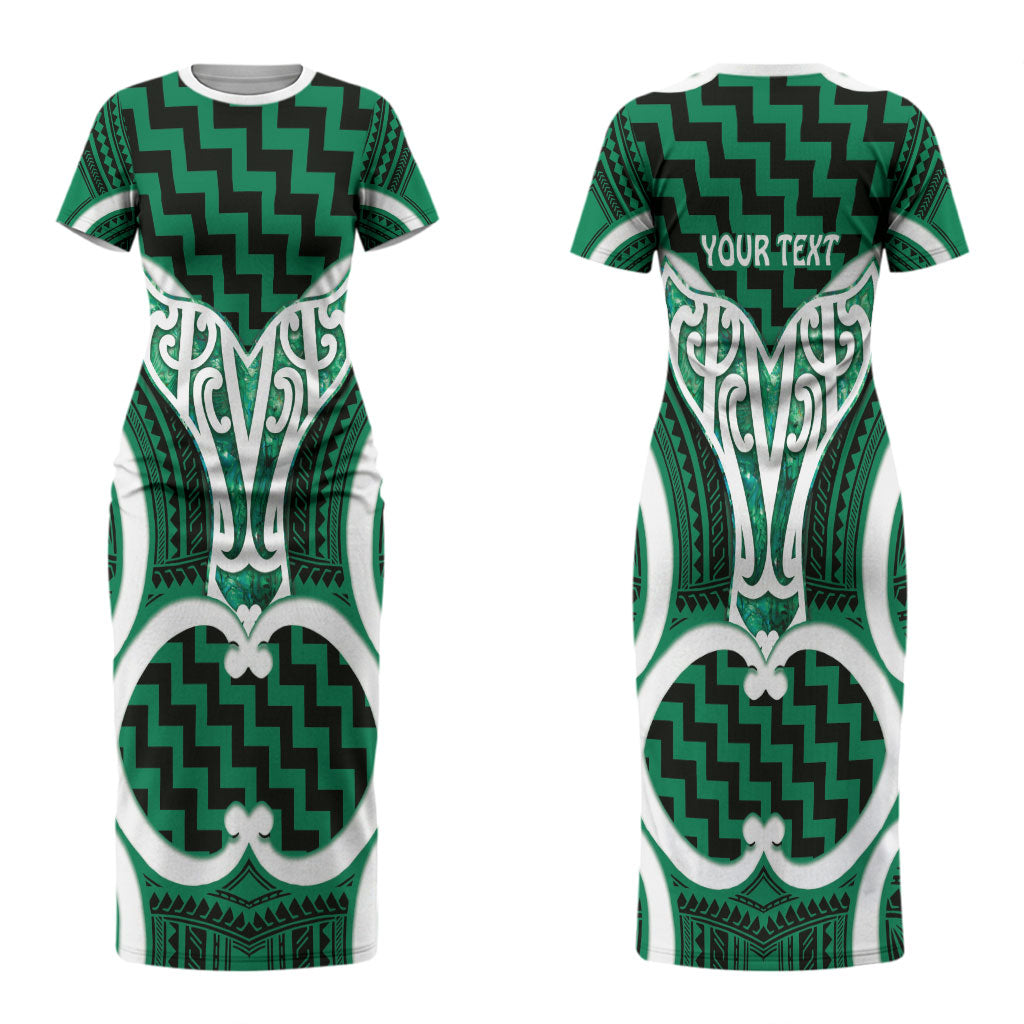 Aotearoa Atua Tangaroa Personalised Couples Matching Short Sleeve Bodycon Dress and Hawaiian Shirt God Of The Sea Maori Whale Tail Green