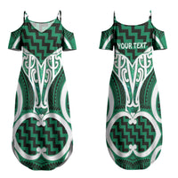 Aotearoa Atua Tangaroa Personalised Couples Matching Summer Maxi Dress and Hawaiian Shirt God Of The Sea Maori Whale Tail Green