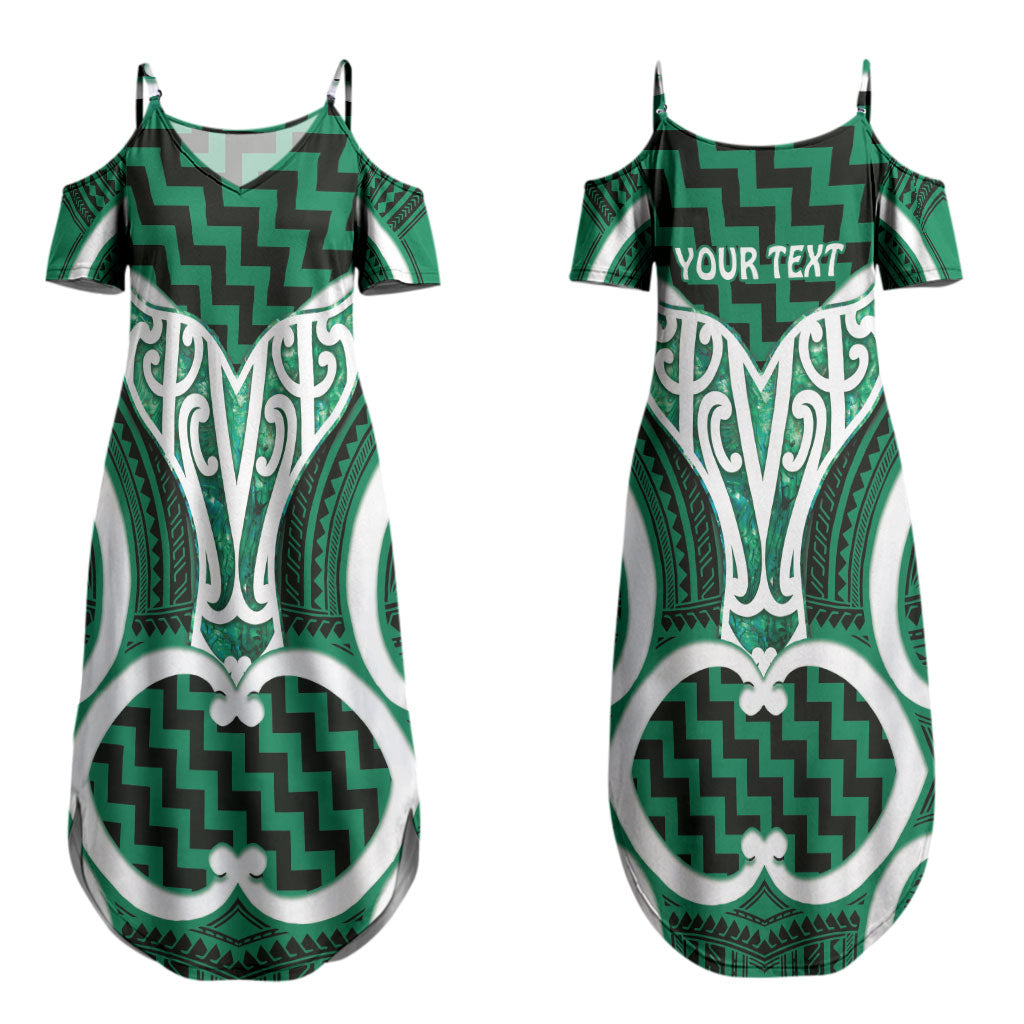 Aotearoa Atua Tangaroa Personalised Couples Matching Summer Maxi Dress and Long Sleeve Button Shirt God Of The Sea Maori Whale Tail Green