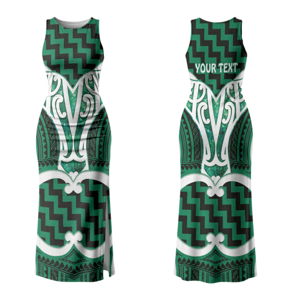Aotearoa Atua Tangaroa Personalised Couples Matching Tank Maxi Dress and Hawaiian Shirt God Of The Sea Maori Whale Tail Green