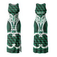 Aotearoa Atua Tangaroa Personalised Couples Matching Tank Maxi Dress and Hawaiian Shirt God Of The Sea Maori Whale Tail Green
