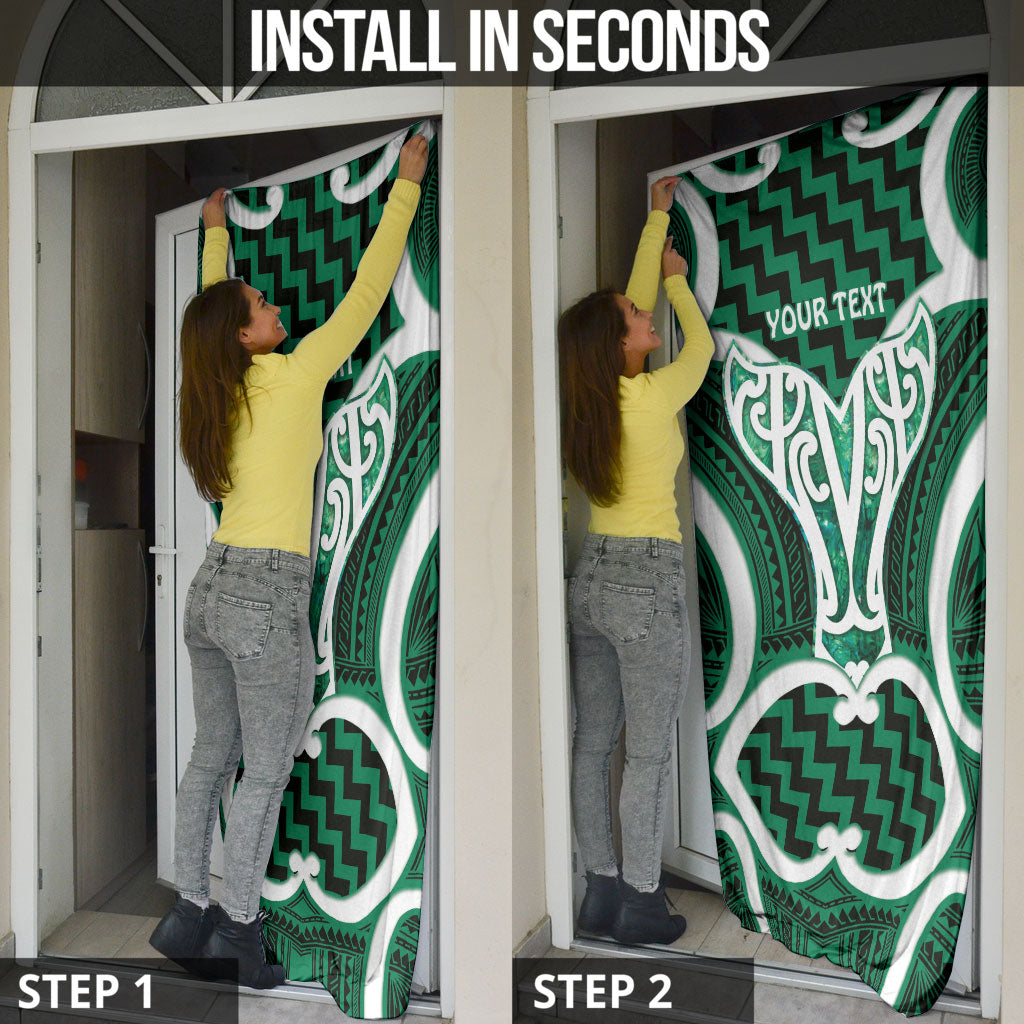 Aotearoa Atua Tangaroa Personalised Door Cover God Of The Sea Maori Whale Tail Green