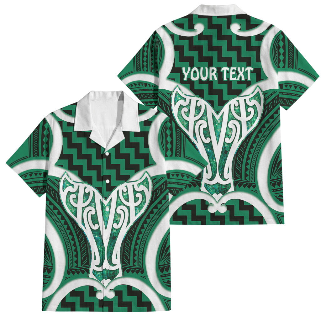 Aotearoa Atua Tangaroa Personalised Family Matching Off Shoulder Short Dress and Hawaiian Shirt God Of The Sea Maori Whale Tail Green