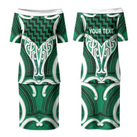 Aotearoa Atua Tangaroa Personalised Family Matching Puletasi and Hawaiian Shirt God Of The Sea Maori Whale Tail Green
