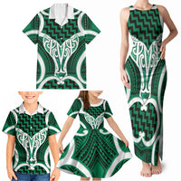 Aotearoa Atua Tangaroa Personalised Family Matching Tank Maxi Dress and Hawaiian Shirt God Of The Sea Maori Whale Tail Green