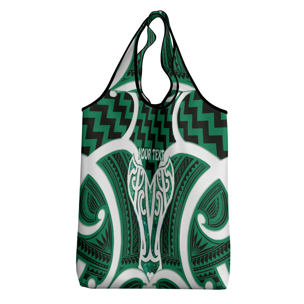 Aotearoa Atua Tangaroa Personalised Grocery Bag God Of The Sea Maori Whale Tail Green