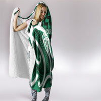 Aotearoa Atua Tangaroa Personalised Hooded Blanket God Of The Sea Maori Whale Tail Green