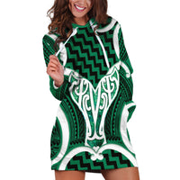 Aotearoa Atua Tangaroa Personalised Hoodie Dress God Of The Sea Maori Whale Tail Green