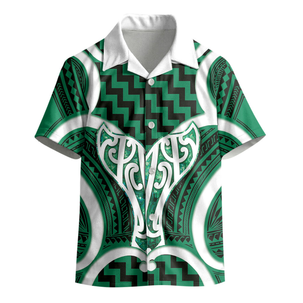 Aotearoa Atua Tangaroa Personalised Kid Hawaiian Shirt God Of The Sea Maori Whale Tail Green