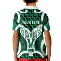 Aotearoa Atua Tangaroa Personalised Kid Polo Shirt God Of The Sea Maori Whale Tail Green