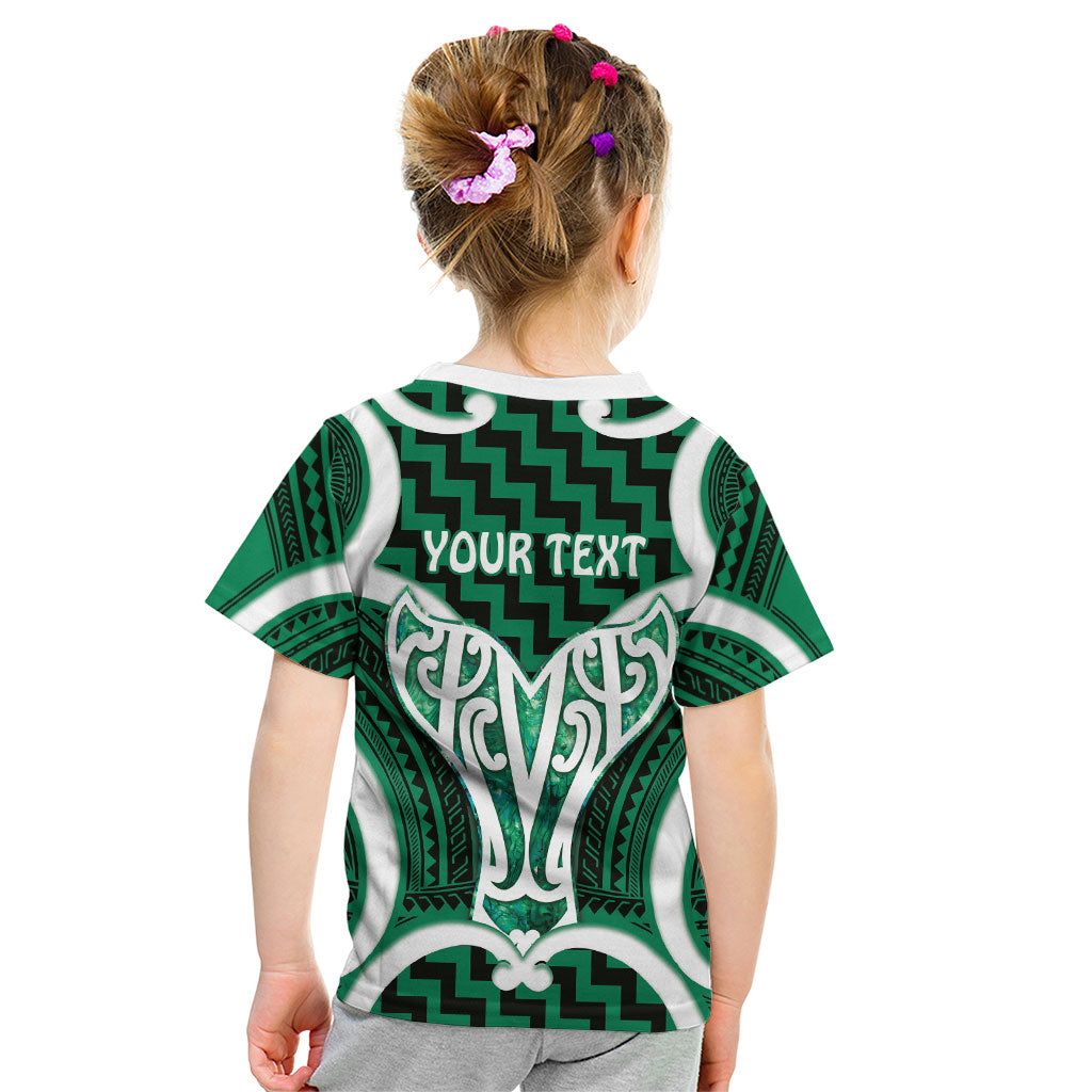 Aotearoa Atua Tangaroa Personalised Kid T Shirt God Of The Sea Maori Whale Tail Green