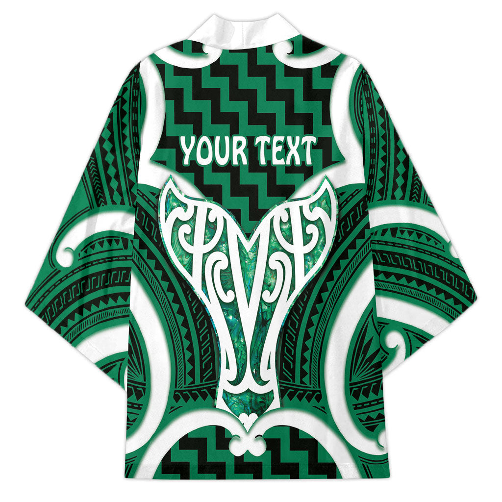 Aotearoa Atua Tangaroa Personalised Kimono God Of The Sea Maori Whale Tail Green