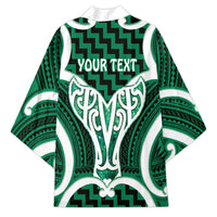 Aotearoa Atua Tangaroa Personalised Kimono God Of The Sea Maori Whale Tail Green