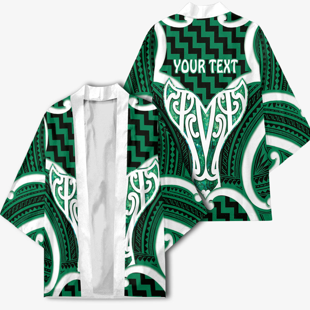 Aotearoa Atua Tangaroa Personalised Kimono God Of The Sea Maori Whale Tail Green