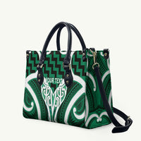 Aotearoa Atua Tangaroa Personalised Leather Bag God Of The Sea Maori Whale Tail Green