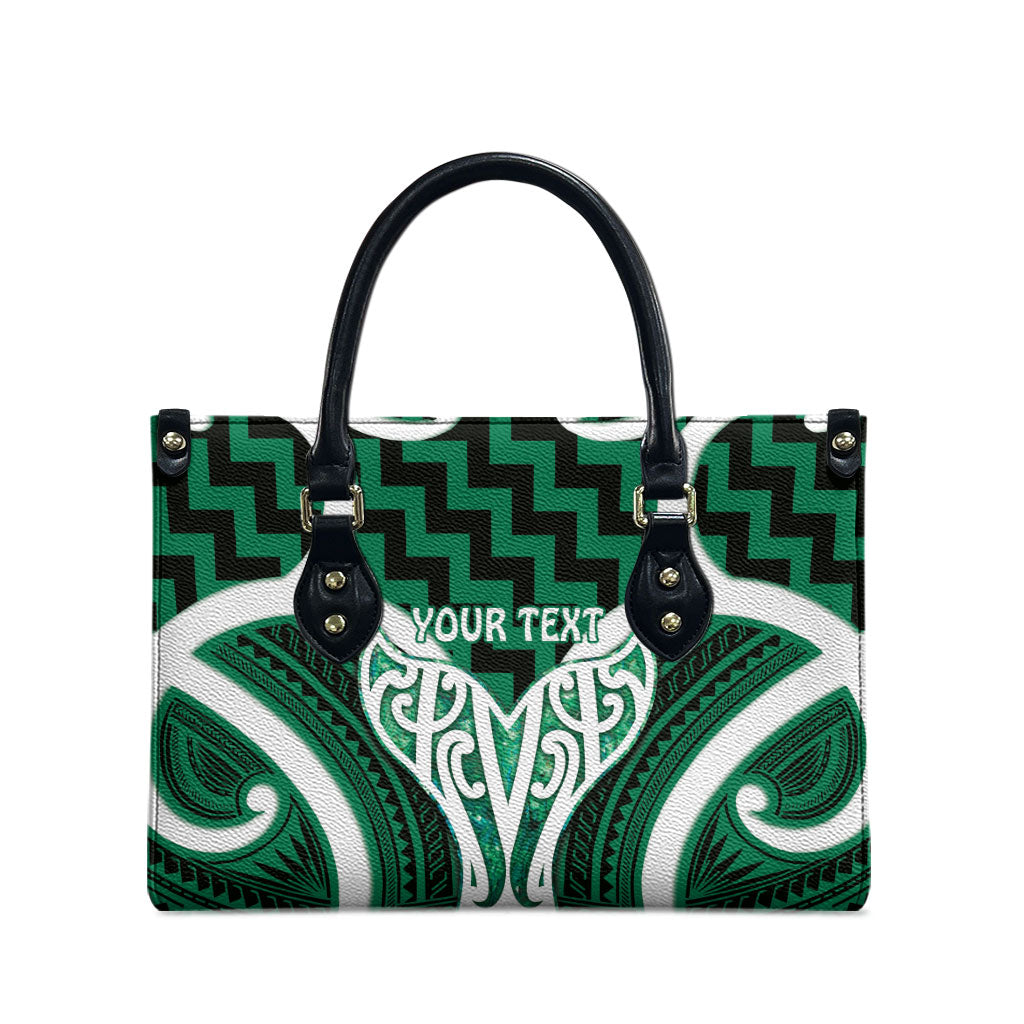 Aotearoa Atua Tangaroa Personalised Leather Bag God Of The Sea Maori Whale Tail Green