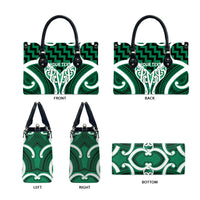 Aotearoa Atua Tangaroa Personalised Leather Bag God Of The Sea Maori Whale Tail Green