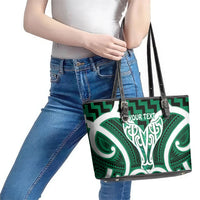 Aotearoa Atua Tangaroa Personalised Leather Tote Bag God Of The Sea Maori Whale Tail Green