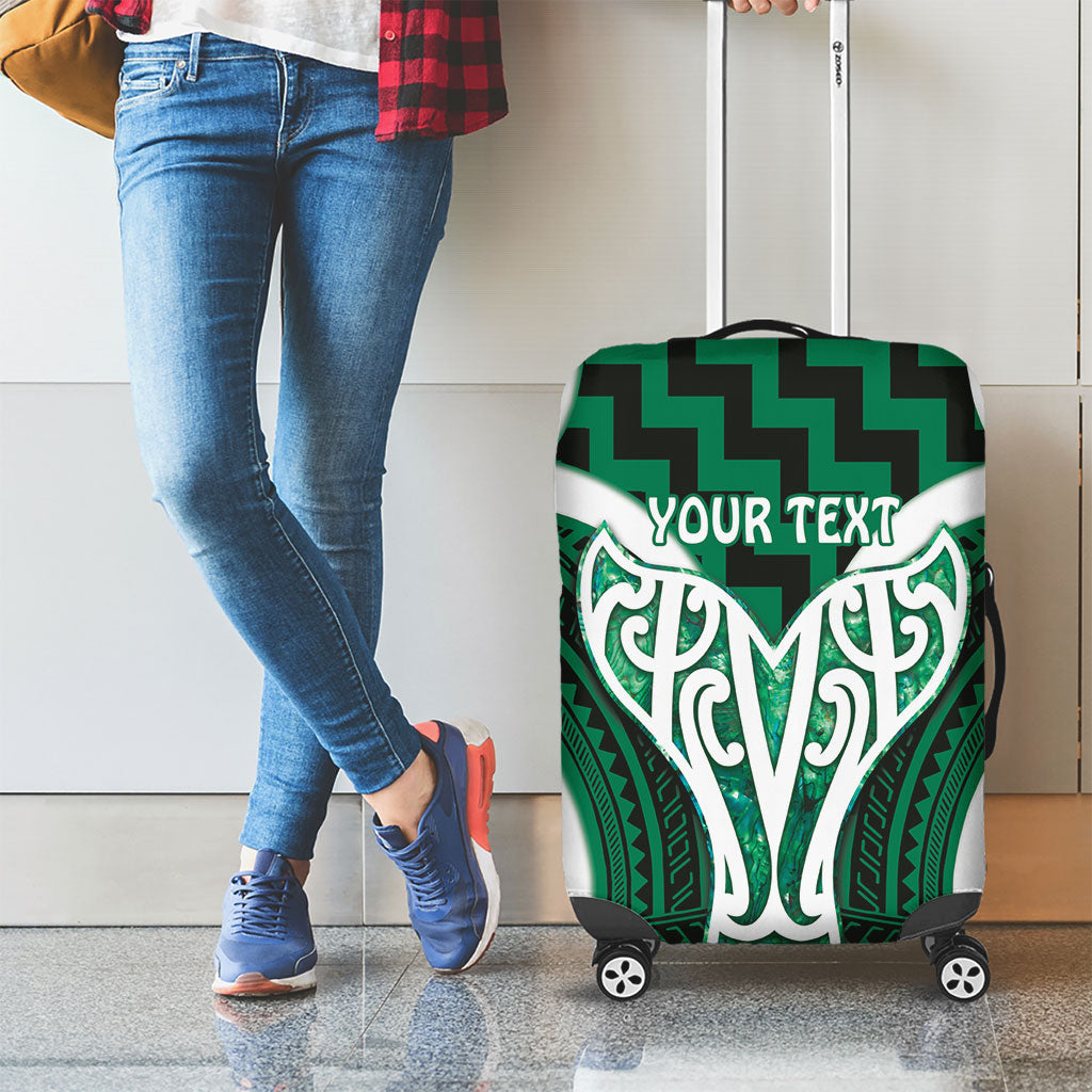 Aotearoa Atua Tangaroa Personalised Luggage Cover God Of The Sea Maori Whale Tail Green