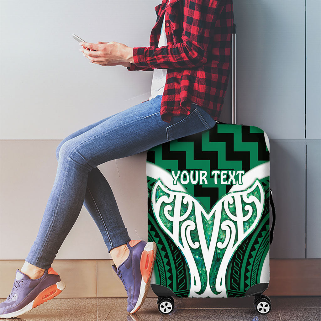 Aotearoa Atua Tangaroa Personalised Luggage Cover God Of The Sea Maori Whale Tail Green