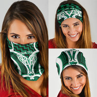 Aotearoa Atua Tangaroa Personalised Neck Gaiter God Of The Sea Maori Whale Tail Green