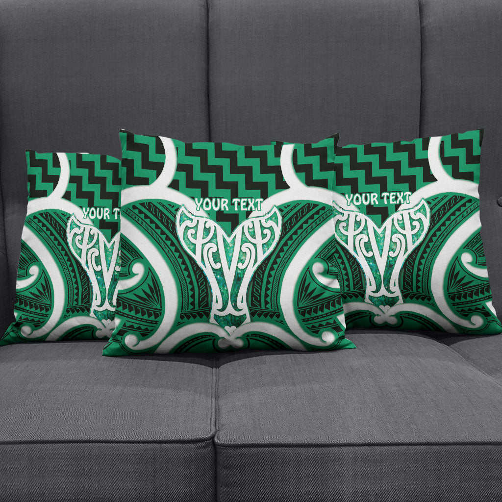 Aotearoa Atua Tangaroa Personalised Pillow Cover God Of The Sea Maori Whale Tail Green