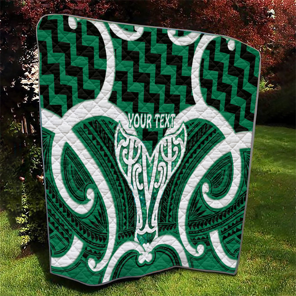 Aotearoa Atua Tangaroa Personalised Quilt God Of The Sea Maori Whale Tail Green