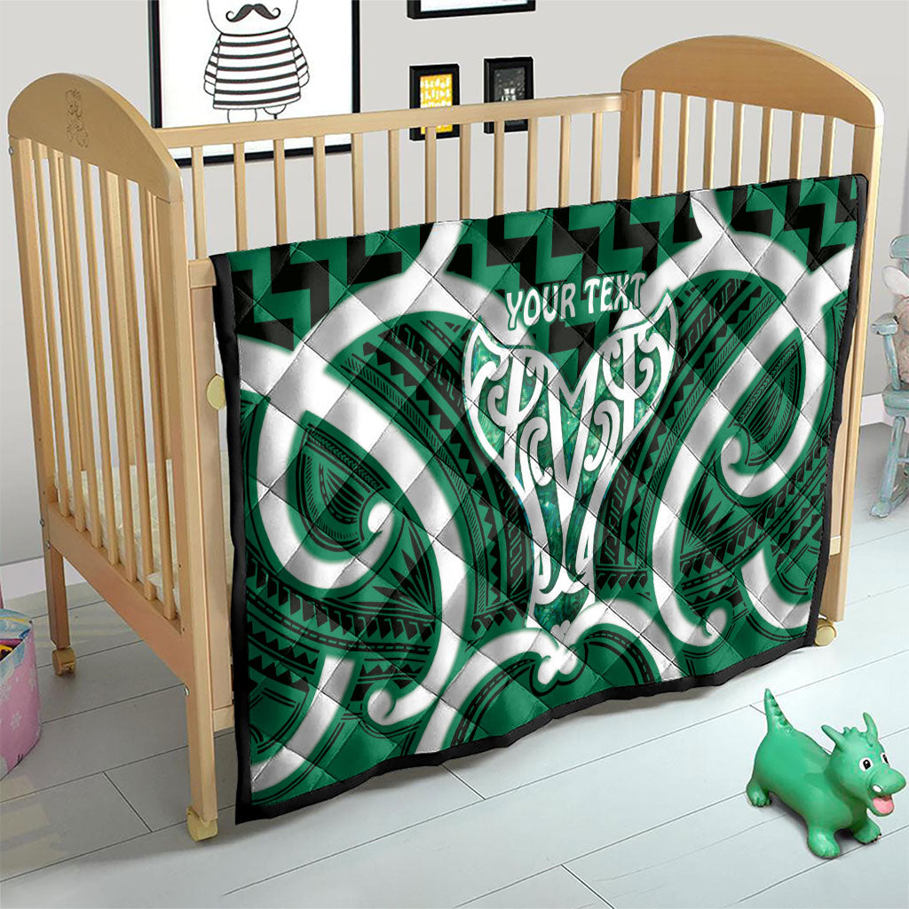 Aotearoa Atua Tangaroa Personalised Quilt God Of The Sea Maori Whale Tail Green