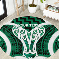 Aotearoa Atua Tangaroa Personalised Round Carpet God Of The Sea Maori Whale Tail Green