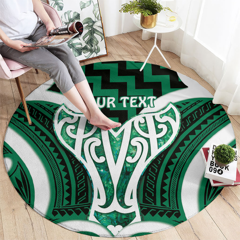 Aotearoa Atua Tangaroa Personalised Round Carpet God Of The Sea Maori Whale Tail Green
