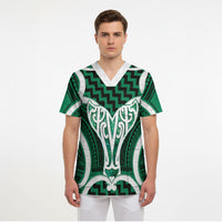 Aotearoa Atua Tangaroa Personalised Scrub Top God Of The Sea Maori Whale Tail Green