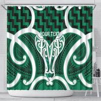 Aotearoa Atua Tangaroa Personalised Shower Curtain God Of The Sea Maori Whale Tail Green
