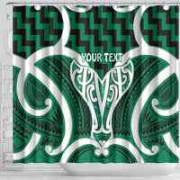 Aotearoa Atua Tangaroa Personalised Shower Curtain God Of The Sea Maori Whale Tail Green