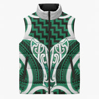 Aotearoa Atua Tangaroa Personalised Sleeveless Puffer Jacket God Of The Sea Maori Whale Tail Green