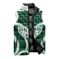 Aotearoa Atua Tangaroa Personalised Sleeveless Puffer Jacket God Of The Sea Maori Whale Tail Green