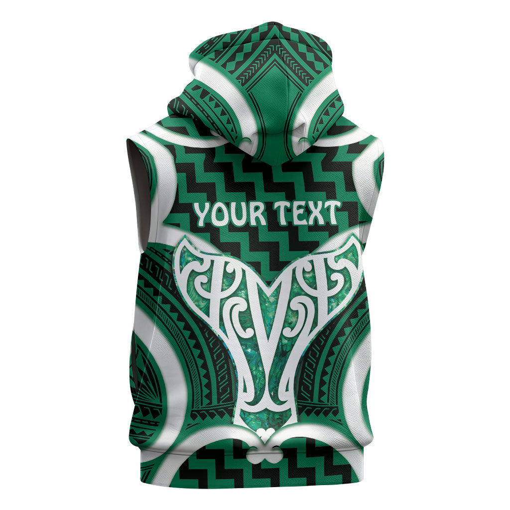 Aotearoa Atua Tangaroa Personalised Sleeveless Zip Hoodie God Of The Sea Maori Whale Tail Green