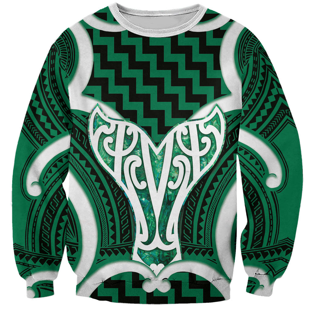 Aotearoa Atua Tangaroa Personalised Sweatshirt God Of The Sea Maori Whale Tail Green LT14 Unisex Green - Polynesian Pride
