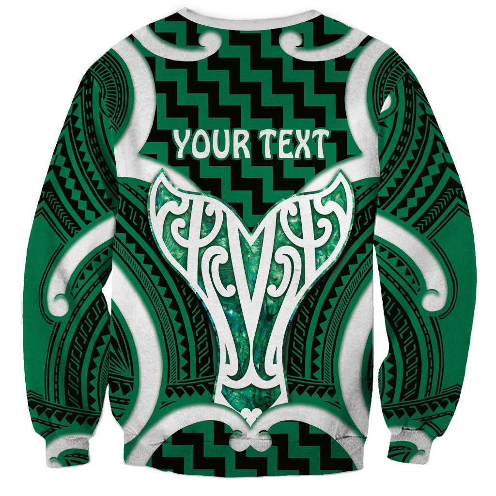 Aotearoa Atua Tangaroa Personalised Sweatshirt God Of The Sea Maori Whale Tail Green