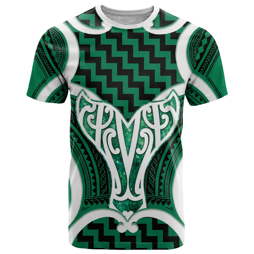Aotearoa Atua Tangaroa Personalised T Shirt God Of The Sea Maori Whale Tail Green