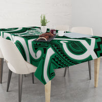 Aotearoa Atua Tangaroa Personalised Tablecloth God Of The Sea Maori Whale Tail Green