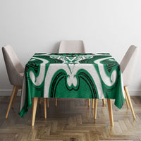 Aotearoa Atua Tangaroa Personalised Tablecloth God Of The Sea Maori Whale Tail Green